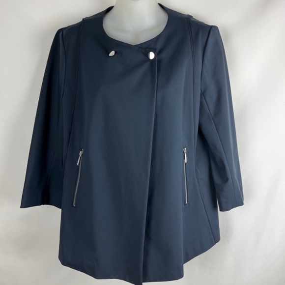 Lafayette 148 Dayle Double Breasted Snap Closure 3/4 Sleeve Tie Waist Jacket 8 - Picture 3 of 16